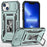 Armor Series For iPhone 15 Plus Slide Camera Lid Phone Case Metal Kickstand PC+TPU Anti-scratch Cover - Green - 1