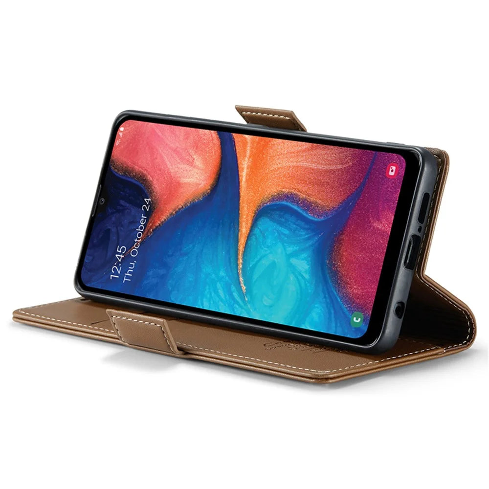 CASEME 023 Series For Samsung Galaxy A40 RFID Blocking PU Leather Phone Case Stand Wallet Anti-drop Cover - Brown - 4