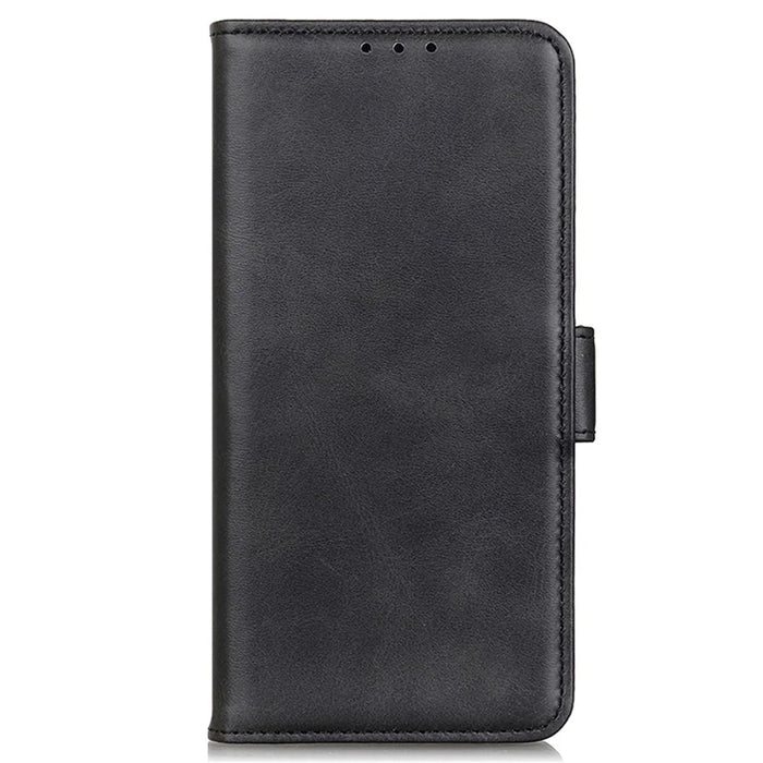 For Samsung Galaxy S23 FE Wallet Stand Phone Case PU Leather Cover Cowhide Texture Phone Shell - Black - 6