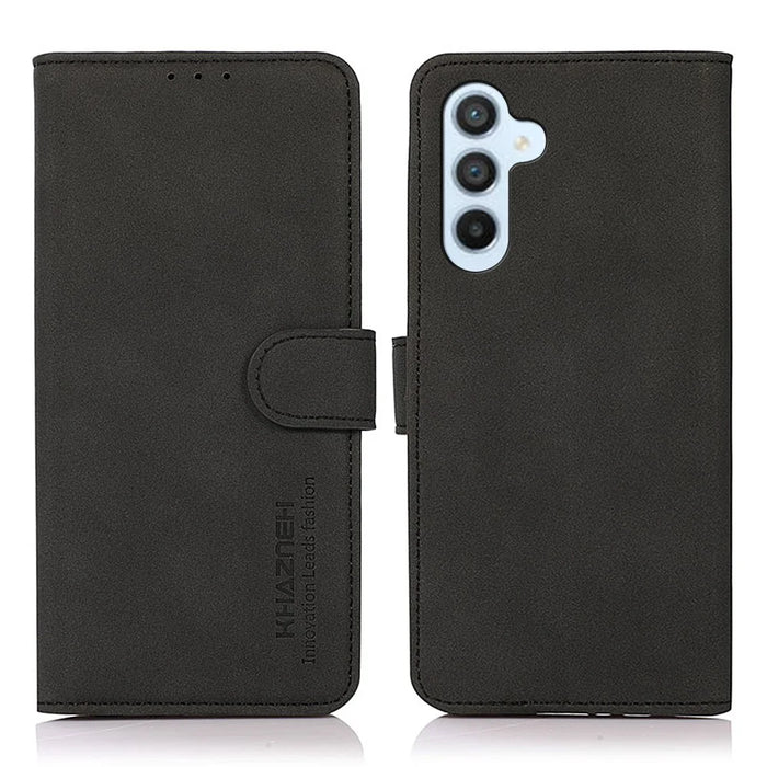 KHAZNEH For Samsung Galaxy S23 FE Textured PU Leather Case Phone Cover with Wallet Stand - Black - 1