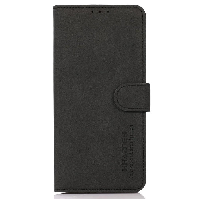 KHAZNEH For Samsung Galaxy S23 FE Textured PU Leather Case Phone Cover with Wallet Stand - Black - 6
