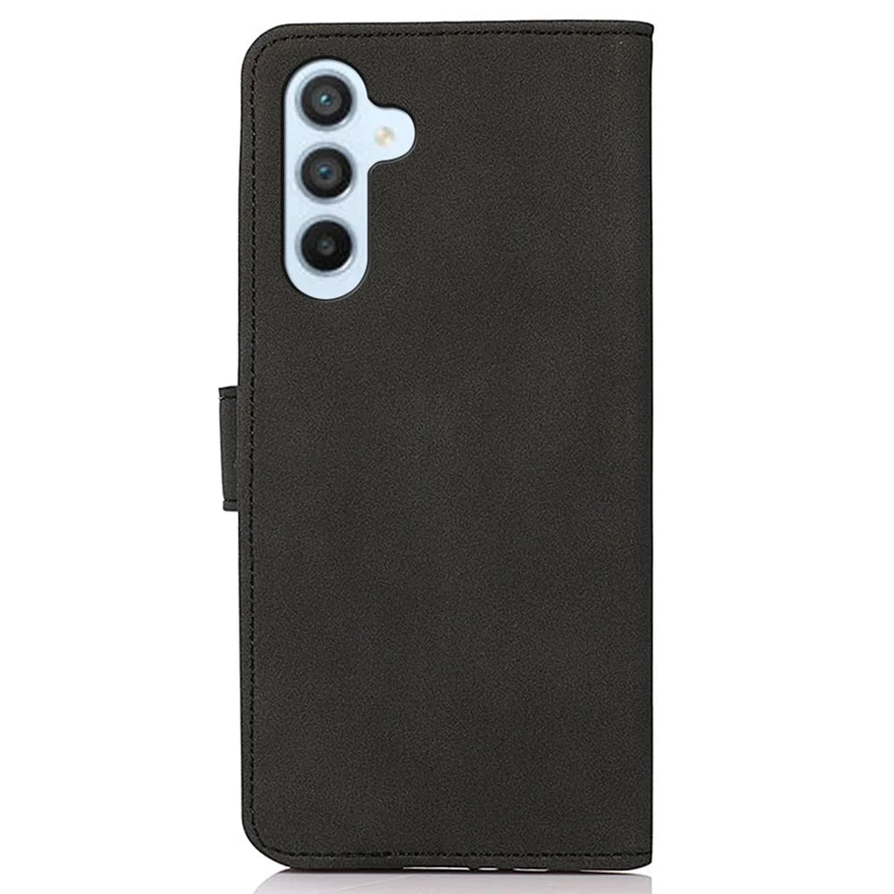 KHAZNEH For Samsung Galaxy S23 FE Textured PU Leather Case Phone Cover with Wallet Stand - Black - 7