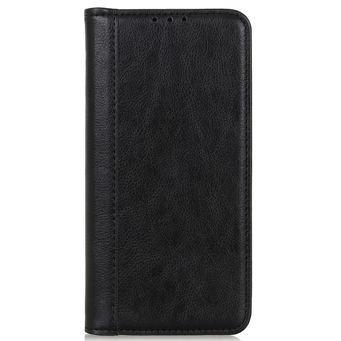 For Samsung Galaxy S23 FE Split Leather Phone Case Wallet Stand Litchi Texture Phone Cover - Black - 6