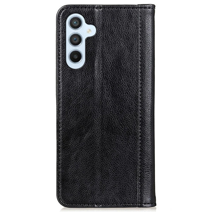 For Samsung Galaxy S23 FE Split Leather Phone Case Wallet Stand Litchi Texture Phone Cover - Black - 7