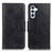 For Samsung Galaxy S23 FE Leather Wallet Case Crazy Horse Texture Stand Folio Cell Phone Cover - Black - 1