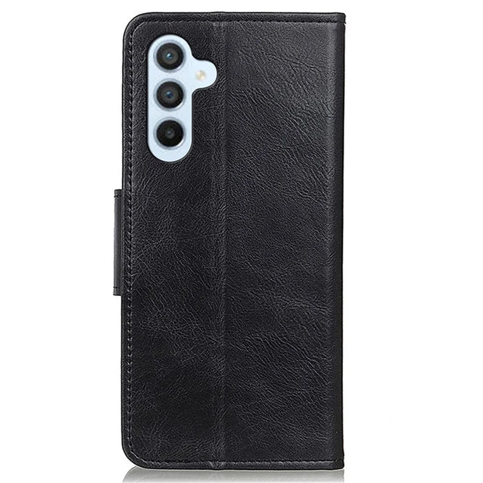 For Samsung Galaxy S23 FE Leather Wallet Case Crazy Horse Texture Stand Folio Cell Phone Cover - Black - 7