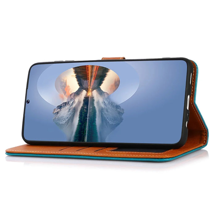 KHAZNEH For Samsung Galaxy S23 FE Stand Phone Cover Cowhide Texture Wallet PU Leather Case - Black - 3