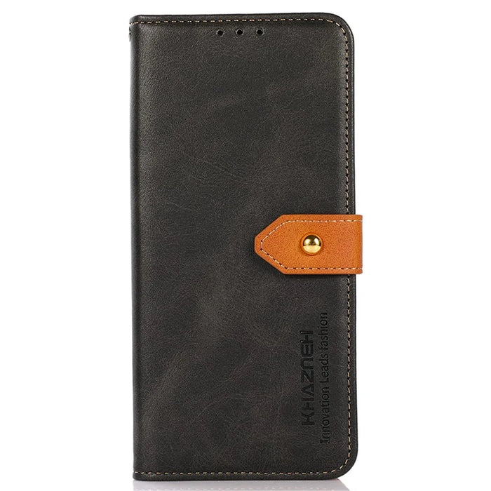 KHAZNEH For Samsung Galaxy S23 FE Stand Phone Cover Cowhide Texture Wallet PU Leather Case - Black - 6