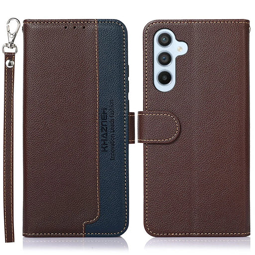 KHAZNEH For Samsung Galaxy S23 FE PU Leather Case Litchi Texture Wallet RFID Blocking Stand Phone Cover - Brown - 1