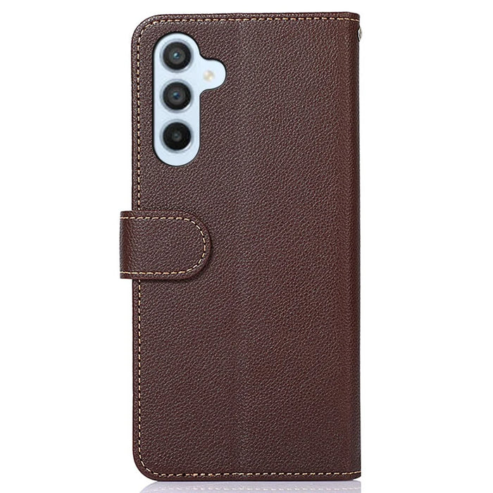 KHAZNEH For Samsung Galaxy S23 FE PU Leather Case Litchi Texture Wallet RFID Blocking Stand Phone Cover - Brown - 7