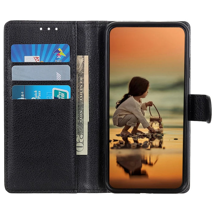 For Samsung Galaxy S23 FE PU Leather Flip Cover Stand Wallet Protective Phone Case - Black - 3