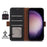 For Samsung Galaxy S23 FE RFID Blocking Phone Case Genuine Cow Leather Stand Wallet Litchi Texture Cover - Black - 2