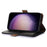 For Samsung Galaxy S23 FE RFID Blocking Phone Case Genuine Cow Leather Stand Wallet Litchi Texture Cover - Black - 3