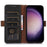 For Samsung Galaxy S23 FE RFID Blocking Phone Case Genuine Cow Leather Stand Wallet Litchi Texture Cover - Black - 4