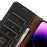 For Samsung Galaxy S23 FE RFID Blocking Phone Case Genuine Cow Leather Stand Wallet Litchi Texture Cover - Black - 5