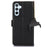 For Samsung Galaxy S23 FE RFID Blocking Phone Case Genuine Cow Leather Stand Wallet Litchi Texture Cover - Black - 7