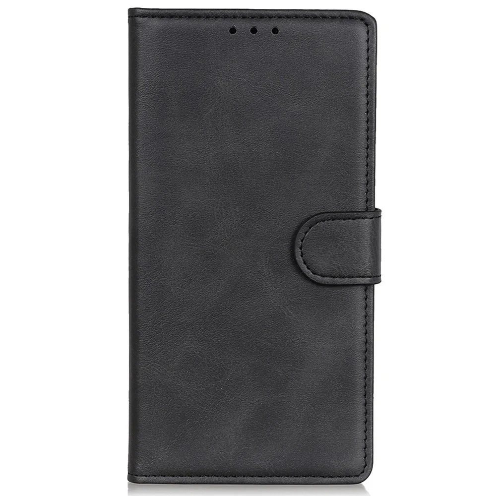 For Samsung Galaxy S23 FE PU Leather Phone Case Cowhide Texture Stand Wallet Flip Cover - Black - 6