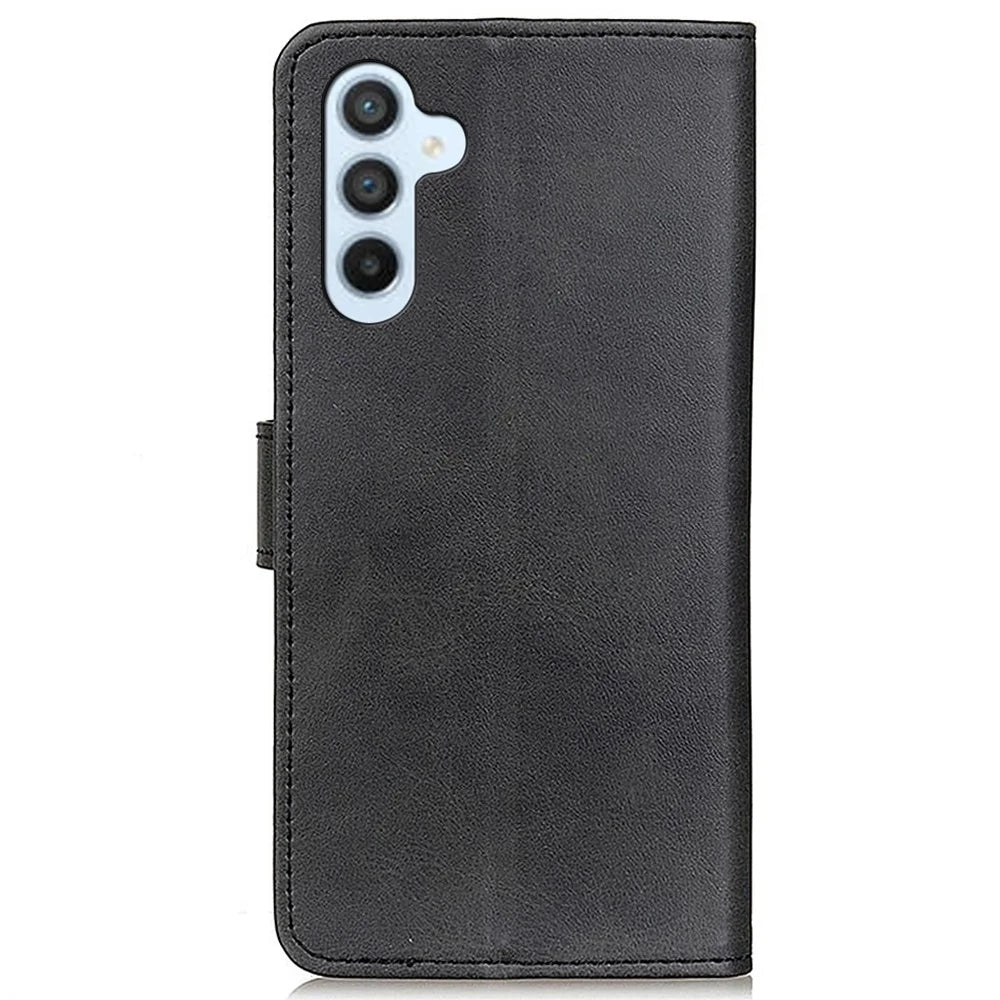 For Samsung Galaxy S23 FE PU Leather Phone Case Cowhide Texture Stand Wallet Flip Cover - Black - 7