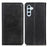 Split Leather Case for Samsung Galaxy S23 FE Stand Wallet Magnetic Flip Phone Cover - Black - 1