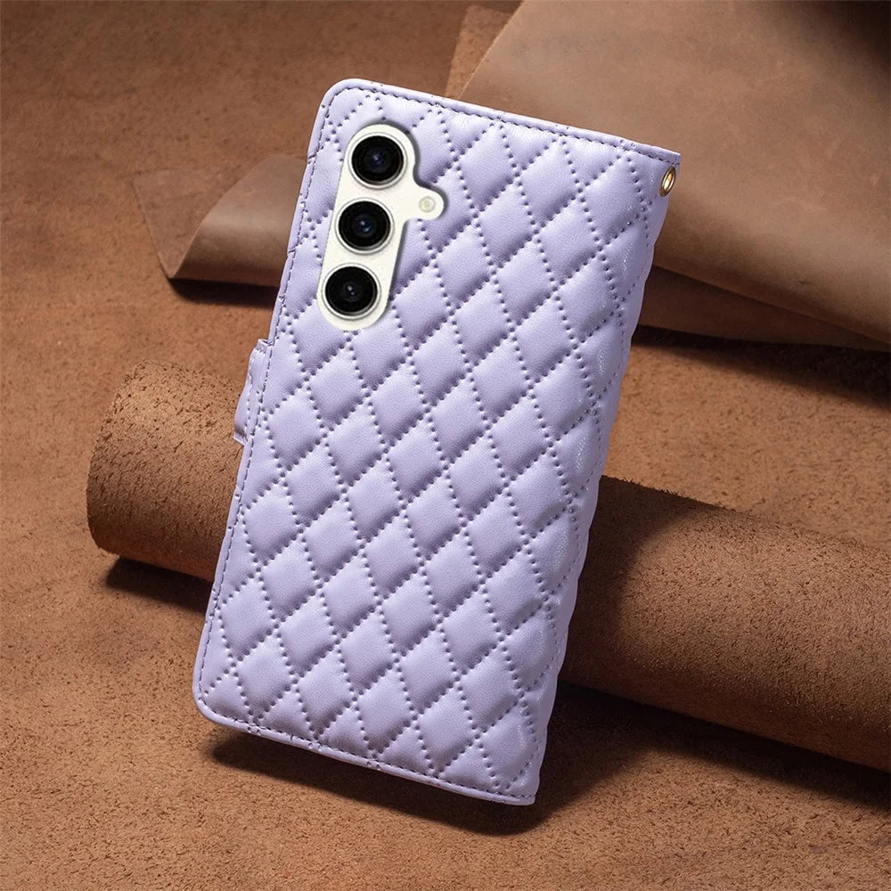 BINFEN COLOR BF Style-15 For Samsung Galaxy S23 FE Zipper Pocket Leather Cover Wallet Stand Phone Case - Purple - 6