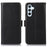 For Samsung Galaxy S23 FE RFID Blocking Crazy Horse Texture Genuine Cow Leather Wallet Stand Cover Phone Case - Black - 1