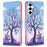 Wallet Case for Samsung Galaxy S23 FE PU Leather Pattern Printing Stand Flip Phone Cover - Two Owls - 1