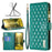 BINFEN COLOR BF Style-15 For Samsung Galaxy A25 5G (Global) (161.0 x 76.5 x 8.3mm) Zipper Pocket Leather Cover - Green - 5