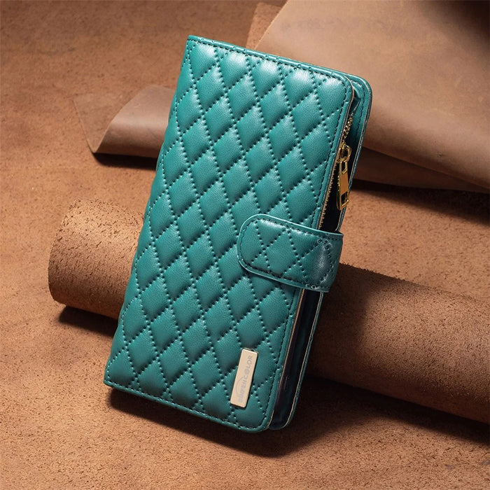 BINFEN COLOR BF Style-15 For Samsung Galaxy A25 5G (Global) (161.0 x 76.5 x 8.3mm) Zipper Pocket Leather Cover - Green - 7
