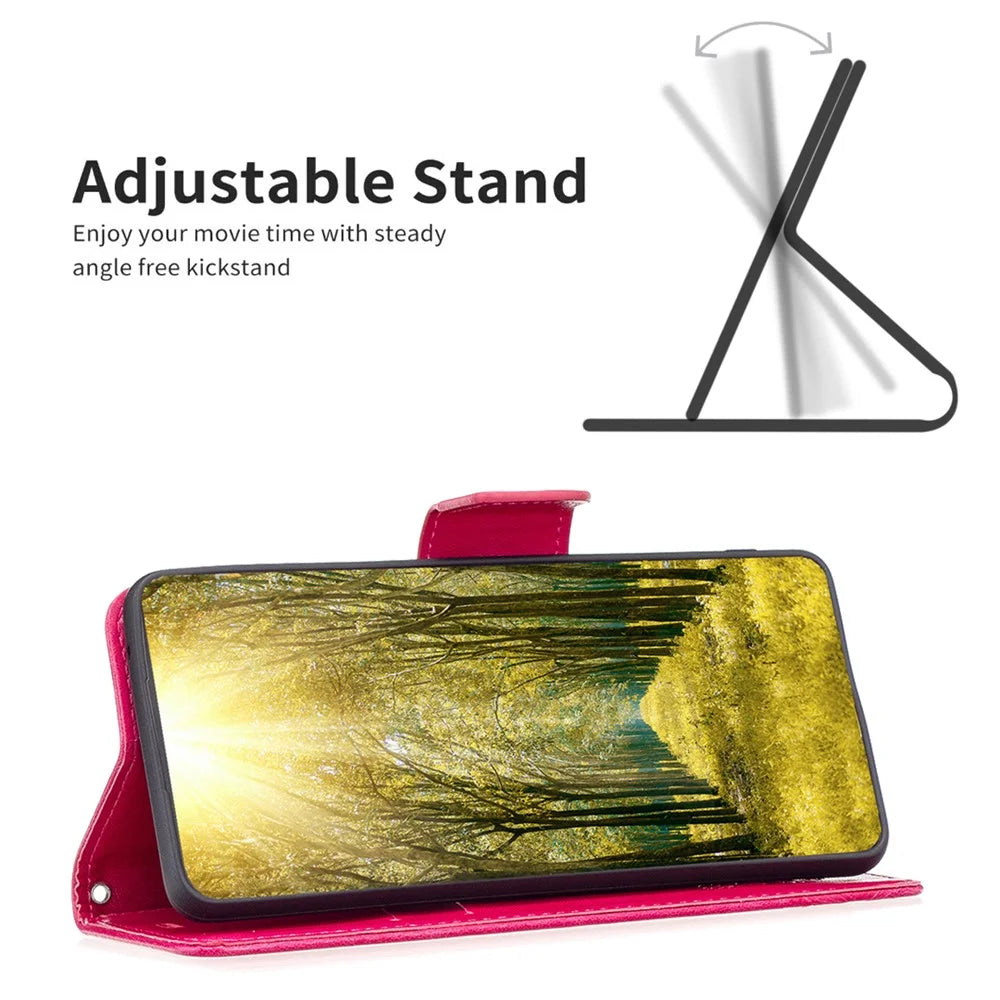 For Samsung Galaxy A25 5G (Global) (161.0 x 76.5 x 8.3mm) Stand Wallet Leather Phone Cover with Strap - Rose - 3
