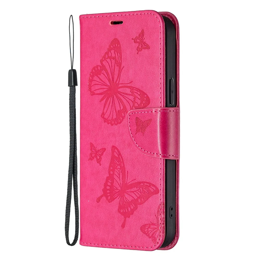 For Samsung Galaxy A25 5G (Global) (161.0 x 76.5 x 8.3mm) Stand Wallet Leather Phone Cover with Strap - Rose - 6