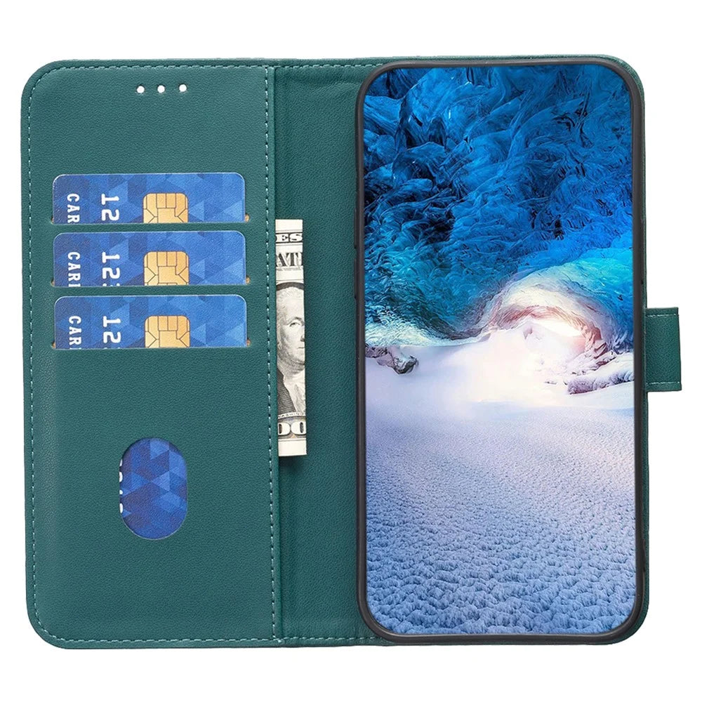 BINFEN COLOR BF17 For Samsung Galaxy A25 5G (Global) (161.0 x 76.5 x 8.3mm) Stand Leather Case Full Protection Wallet Phone Cover - Green - 2