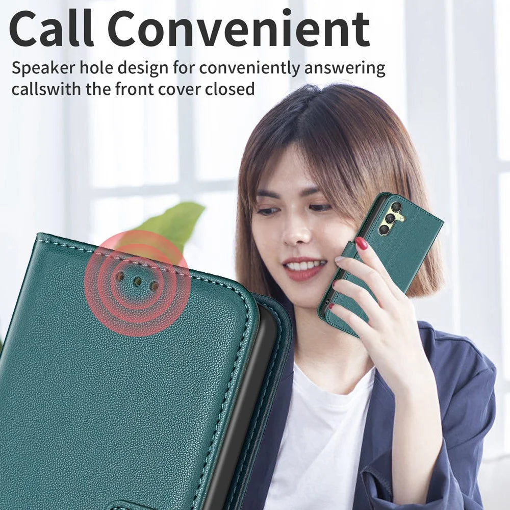 BINFEN COLOR BF17 For Samsung Galaxy A25 5G (Global) (161.0 x 76.5 x 8.3mm) Stand Leather Case Full Protection Wallet Phone Cover - Green - 6