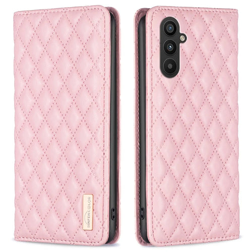 BINFEN COLOR BF Style-16 For Samsung Galaxy A25 5G (Global) (161.0 x 76.5 x 8.3mm) Anti-Dust PU Leather Flip Stand Cover Card Slot Phone Case - Pink - 1