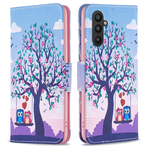 PU Leather Case for Samsung Galaxy A25 5G (Global) (161.0 x 76.5 x 8.3mm) Wallet Stand Cover - Two Owls - 1
