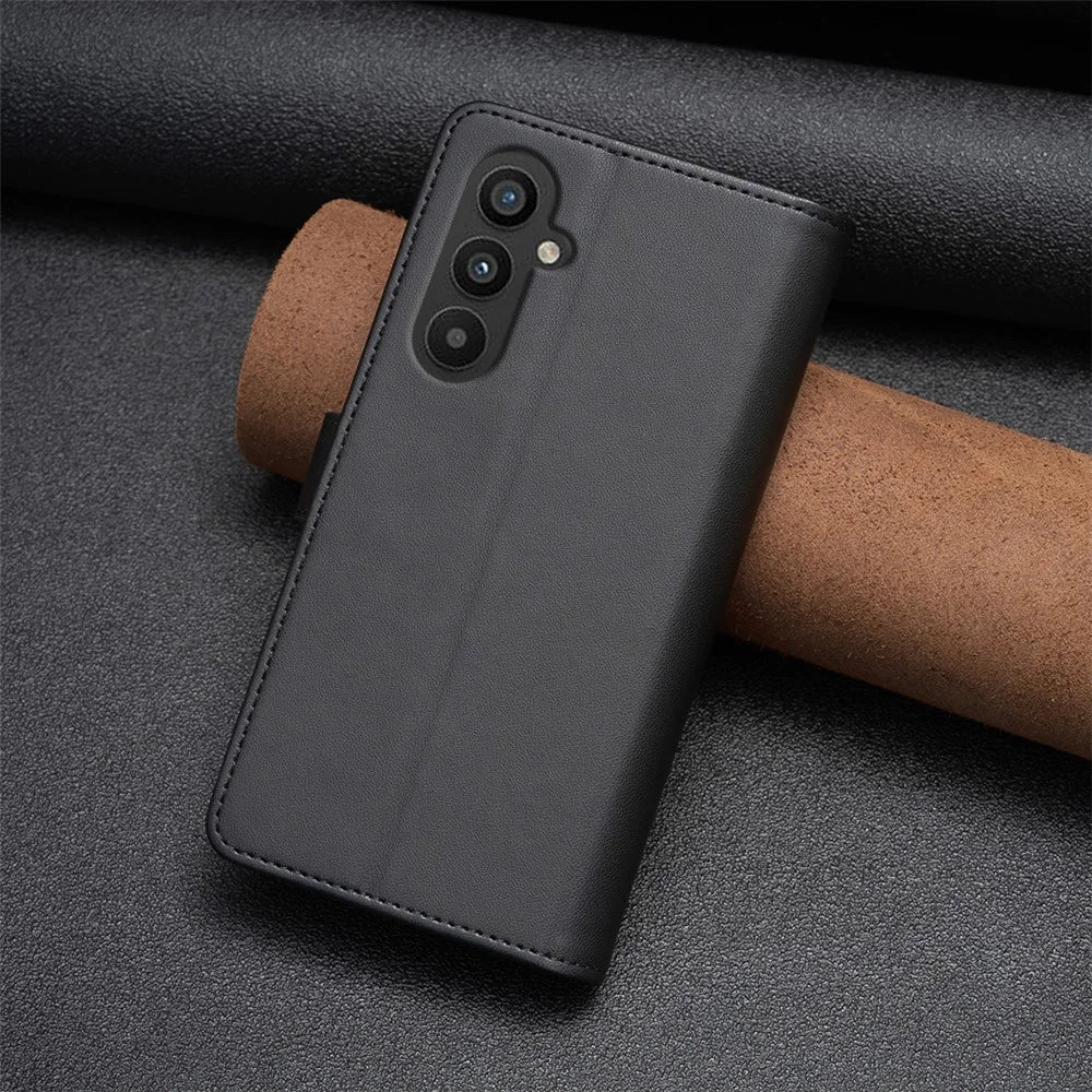 BF Style-19 For Samsung Galaxy A25 5G (Global) (161.0 x 76.5 x 8.3mm) Wallet Stand Flip Cover Zipper Pocket PU Leather Phone Case - Black - 7