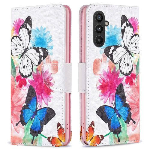 For Samsung Galaxy A25 5G (Global) (161.0 x 76.5 x 8.3mm) Pattern Printing Flip Case PU Leather Stand Wallet Phone Cover - Two Butterflies - 1