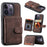 For iPhone 15 Pro Max Leather Coated TPU Phone Case RFID Blocking Wallet Anti-fall Cover with Kickstand - Coffee - 1