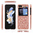For Samsung Galaxy Z Flip5 5G Glitter Sequins Bling Case TPU Frame Back PC Electroplating Phone Cover - Rose Gold - 6