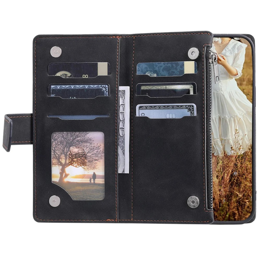 For Samsung Galaxy A25 5G (Global) (161.0 x 76.5 x 8.3mm) Rhombus Texture PU Leather Phone Case Shell Wallet Stand Cover with Hand Strap - Black - 2