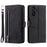 For Samsung Galaxy S23 FE Zipper Pocket PU Leather Phone Case 9 Card Slots Protective Cover - Black - 1