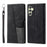TTUDRCH Style 004 for Samsung Galaxy S23 FE Wrist Strap Splicing PU Leather Case RFID Blocking Wallet Foldable Stand Cover - Black - 1
