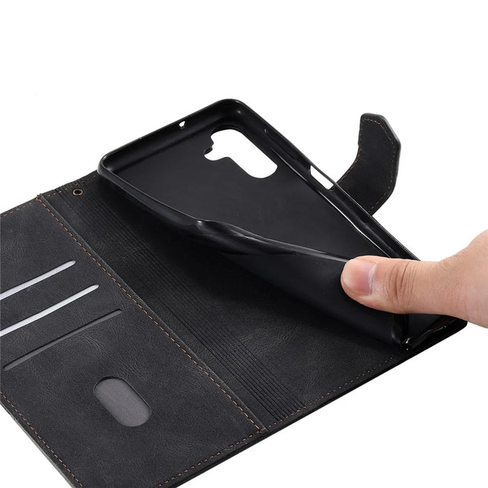 TTUDRCH Style 004 for Samsung Galaxy S23 FE Wrist Strap Splicing PU Leather Case RFID Blocking Wallet Foldable Stand Cover - Black - 5