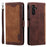 For Samsung Galaxy S23 FE Stand Wallet Flip Cover PU Leather Retro Case Color Splicing Shell with Wrist Strap - Brown - 1