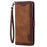 For Samsung Galaxy S23 FE Stand Wallet Flip Cover PU Leather Retro Case Color Splicing Shell with Wrist Strap - Brown - 5