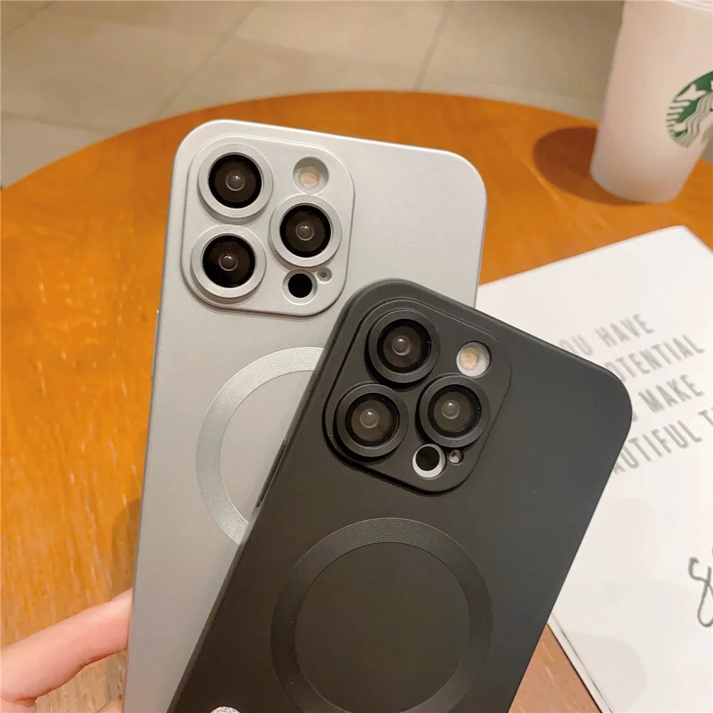For iPhone 13 Pro Max 6.7 inch TPU Anti-drop Case Compatible with MagSafe Rubberized Phone Cover with Lens Film - Grey - 7