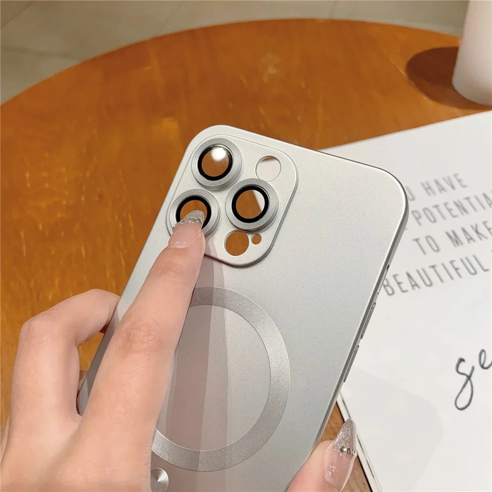 For iPhone 14 Pro Max TPU Rubberized Case Compatible with MagSafe Magnetic Phone Cover with Lens Film - Grey - 3