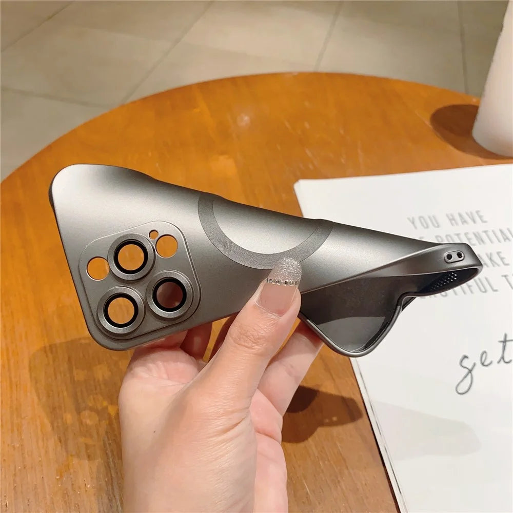 For iPhone 14 Pro Magnetic TPU Rubberized Cover Compatible with MagSafe Phone Case with Lens Film - Grey - 2
