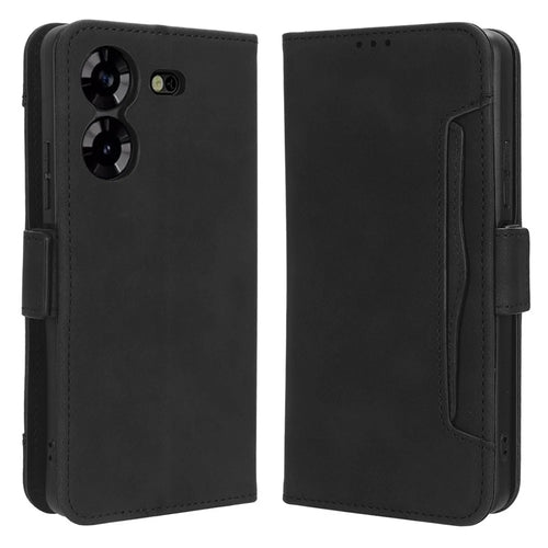 For TECNO Pova 5 4G LH7N PU Leather Stand Wallet Case Multiple Card Slots Phone Cover - Black - 1