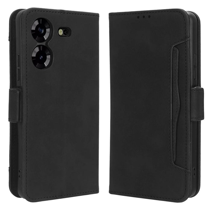 For TECNO Pova 5 4G LH7N PU Leather Stand Wallet Case Multiple Card Slots Phone Cover - Black - 1