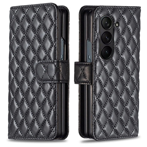 BINFEN COLOR Leather Case for Samsung Galaxy Z Fold5 5G Imprinted Phone Cover with Stand Wallet - Black - 1